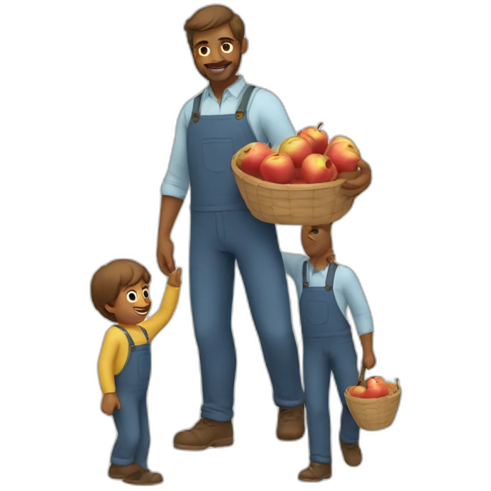 Fathers picking Up apples emoji