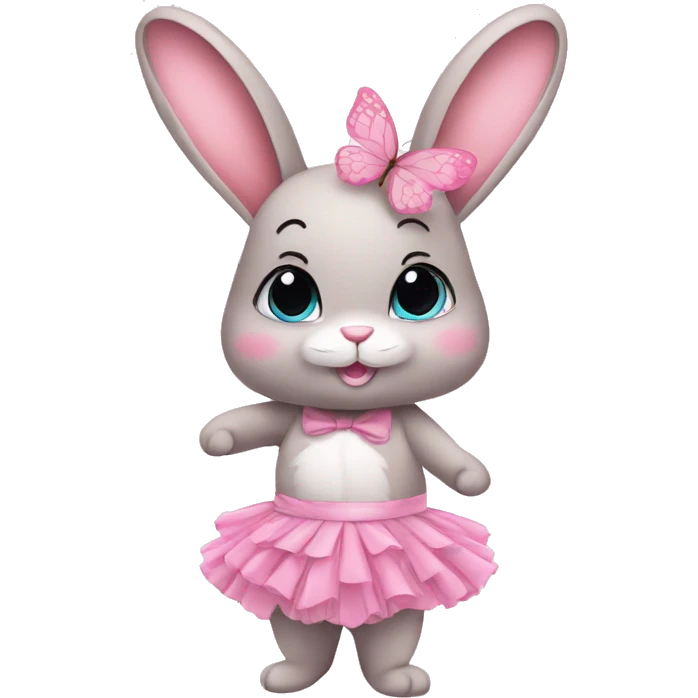 Beautiful bunny in pink tutu with butterfly on the nose magical  emoji