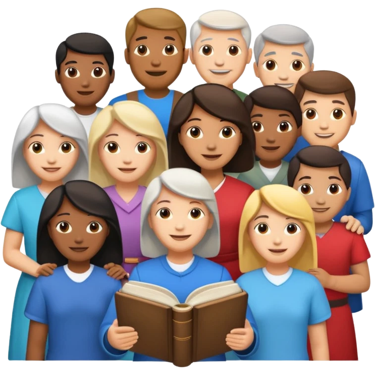 bible with people of different races and genders around it demonstrating equality emoji