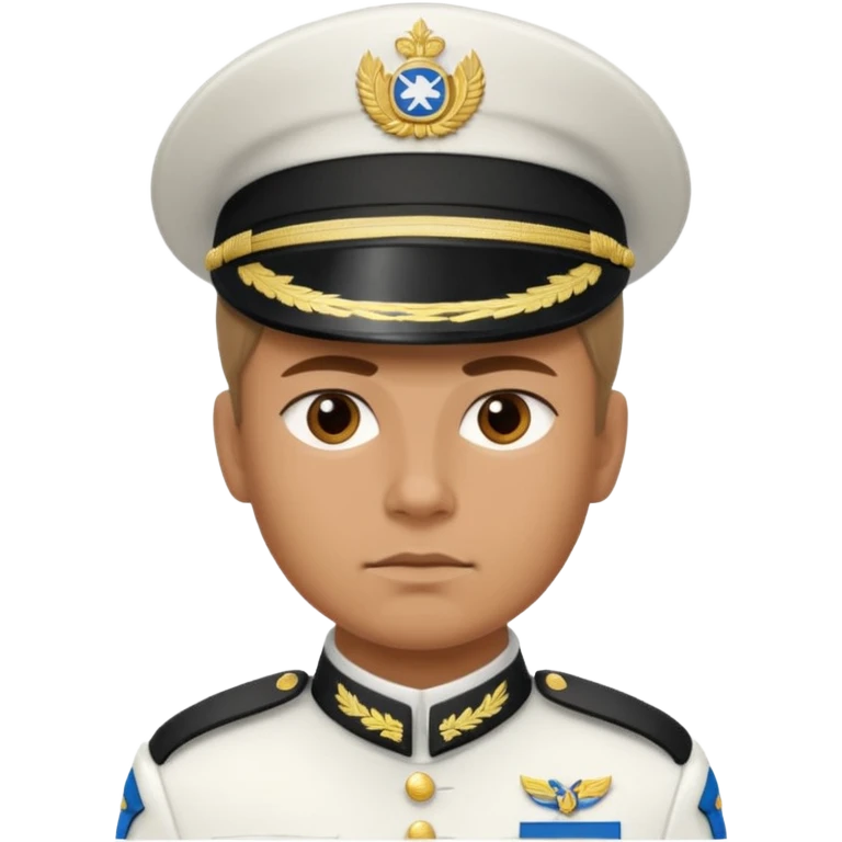 a serious realistic Finnish soldier in a white military uniform emoji