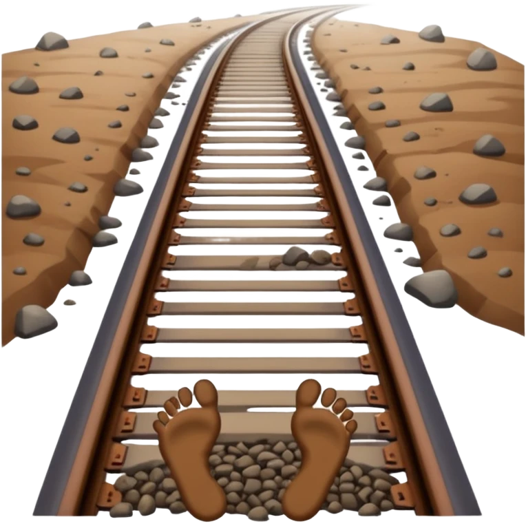 footprints near train tracks  emoji