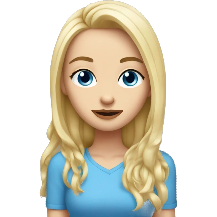 White girl, blonde, with blue eyes, rubs her head on which there are onion sprouts emoji
