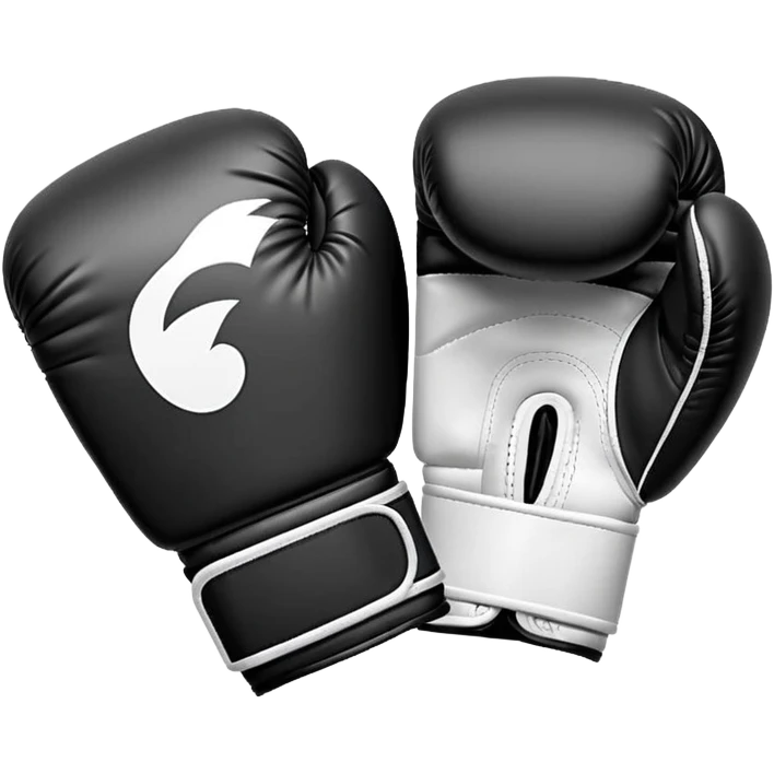 Minimalistic flat vector icon, iOS style, thin black contour on white background. Boxing gloves or a fighter silhouette in stance. emoji