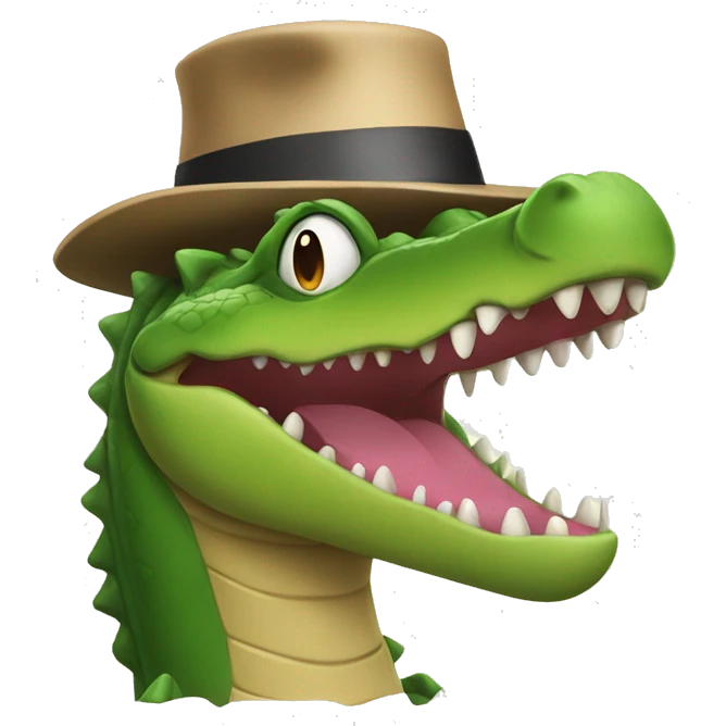 Crocodile with hat on emoji