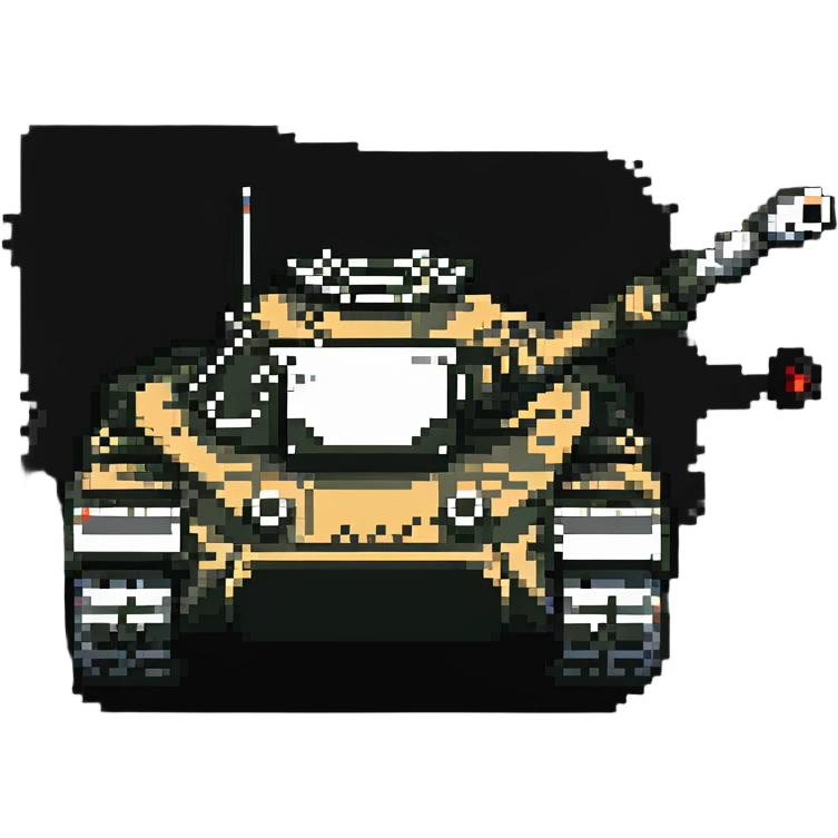 Military tank with cannon in pixel art style emoji