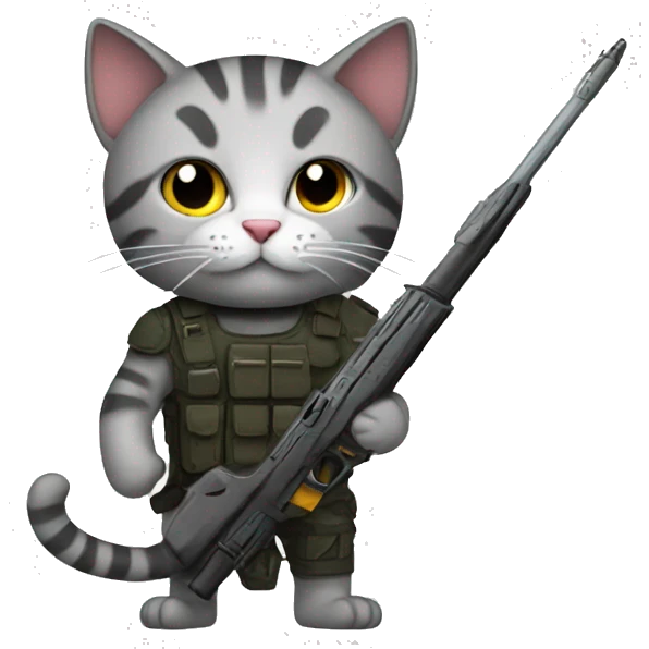A cat with a weapon emoji