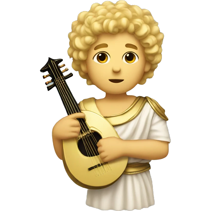 Apollo god. Calm face Holding a lyre with Blonde hair emoji