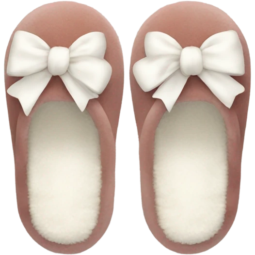 cozy slippers with white bows emoji