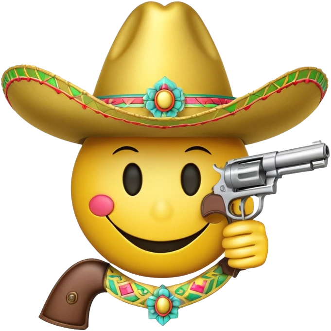Smiley with a gun and an sombrero emoji