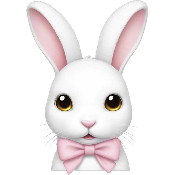 A white bunny with a light pink bow emoji