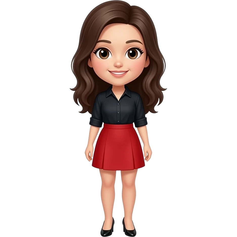 اريد افاتار لفتاة  متل افاترات بنترست ترتدي  تنورة حمرا وحداء بكعب عال و قميص اسود  وجميل emoji