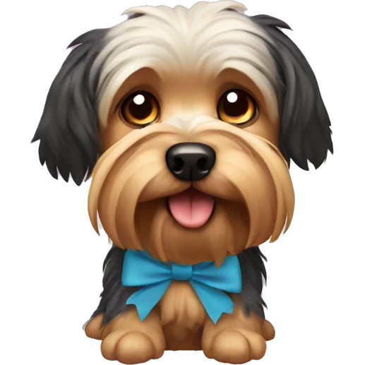 yorkshire dog using a cute bow emoji