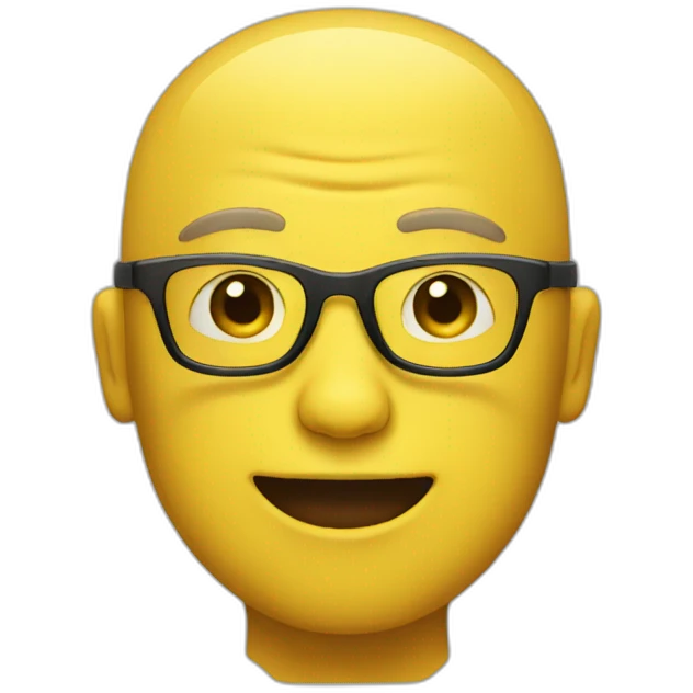 yelllow person wearing glasses without clothes hat or hair emoji