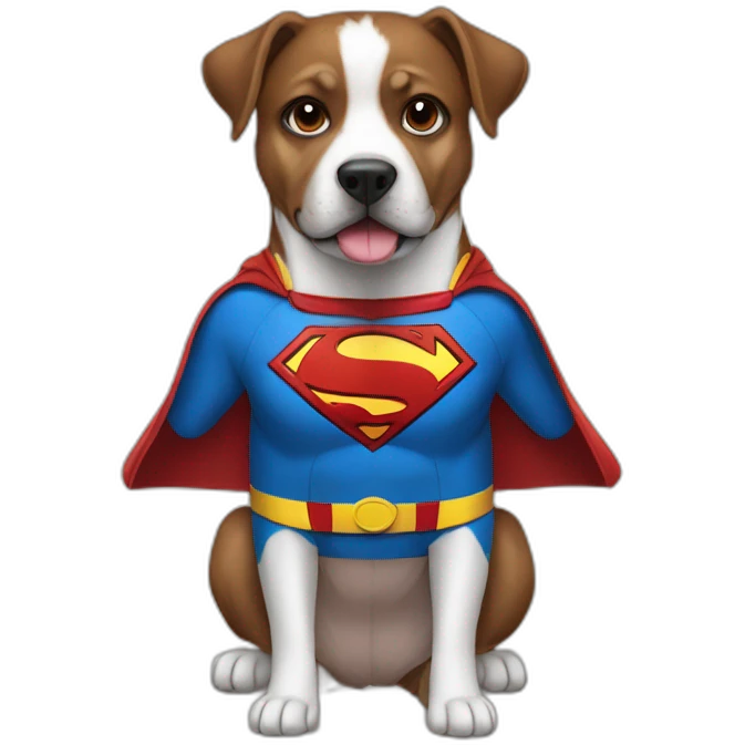 Perro con el traje de superman emoji
