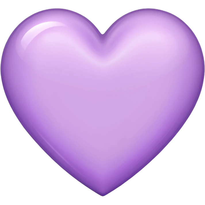A light purple heart emoji that has the same shape as a normal heart emoji and light reflecting is from the tip of the heart and in straight shape emoji