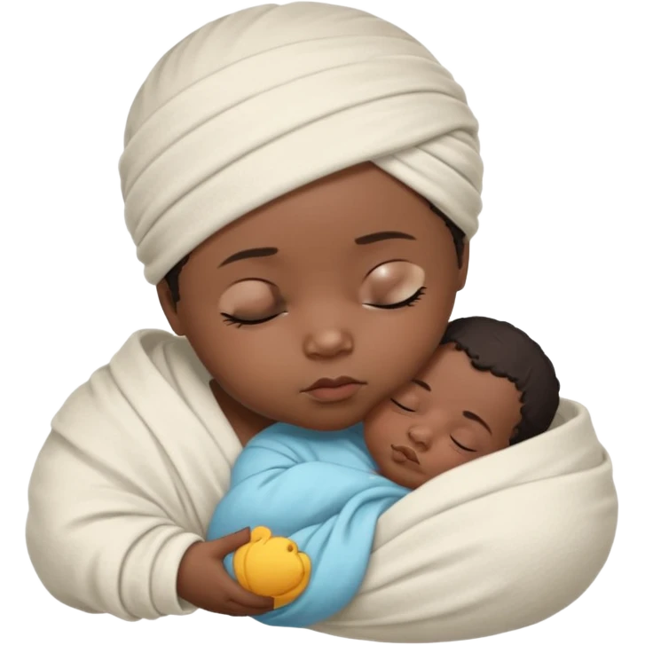 Swaddled sleeping black baby emoji