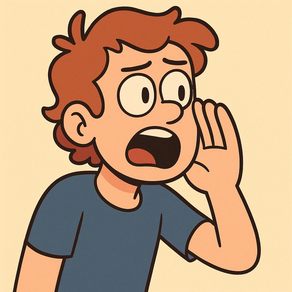 a person whispering, cartoon style, colorful, expressive emoji