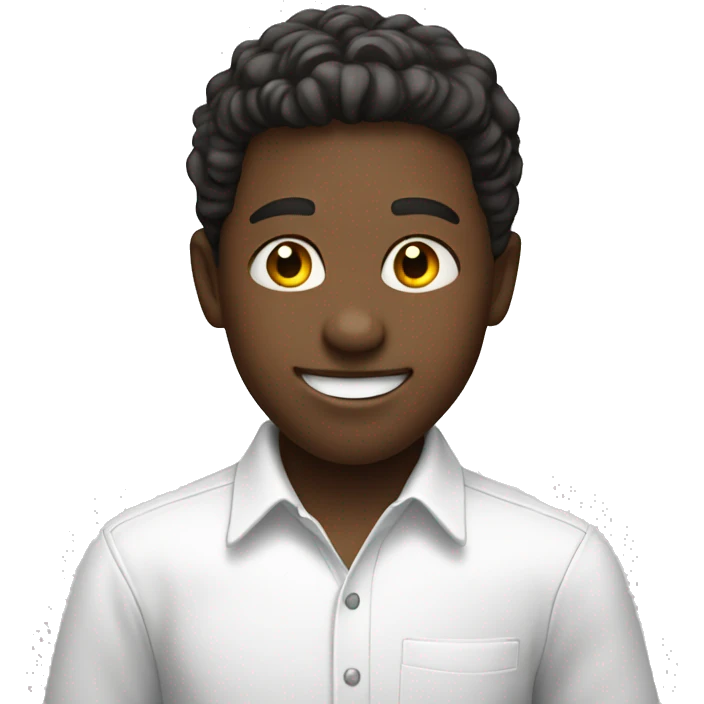 smiling boy in white shirt dancing emoji