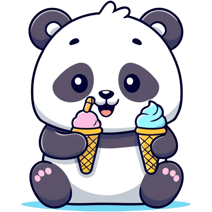 Panda eating ice cream emoji
