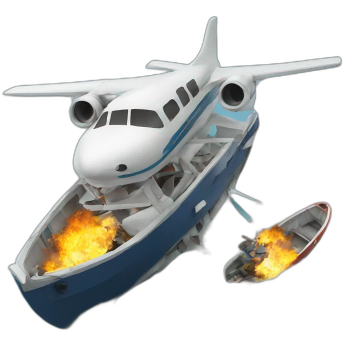 plane crash into a Boat emoji