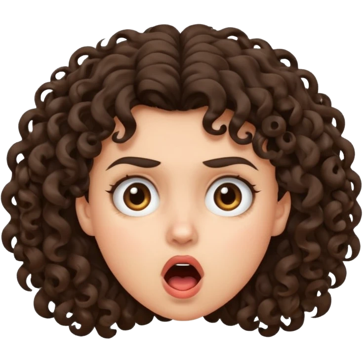 Curly hair brunette with a shocked angry face  emoji