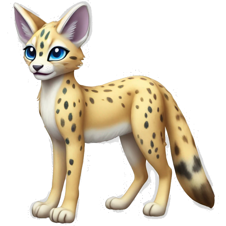 Cute Kawaii Epic Ethereal Sparkly Colorful Sergal-Serval-Caracal-Vernid full body emoji