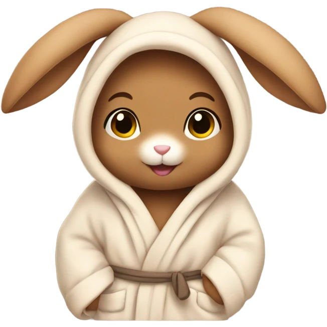 cute brown bunny in a robe emoji