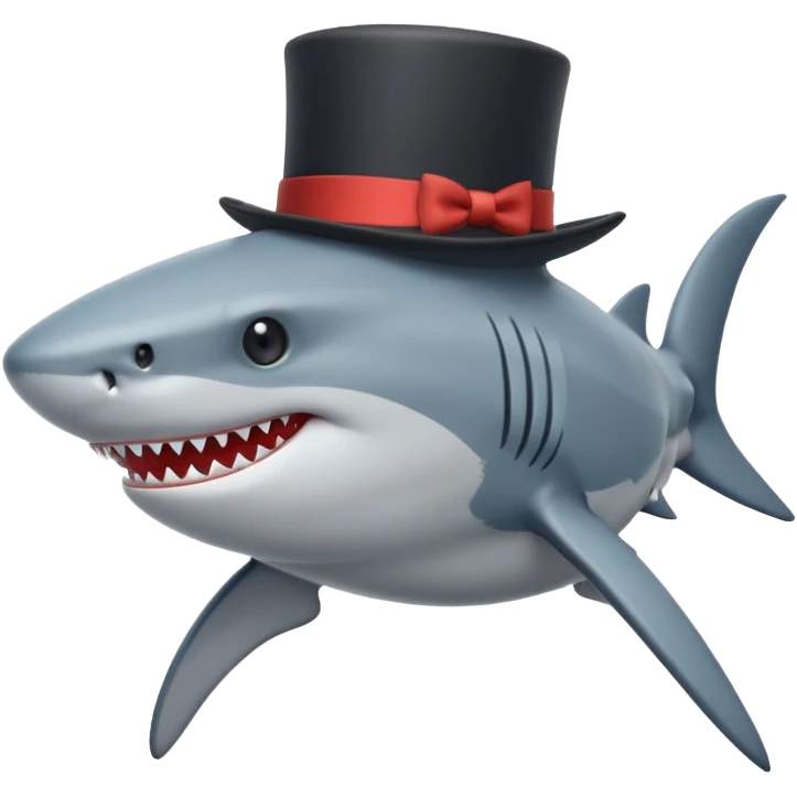 Shark with a top hat emoji