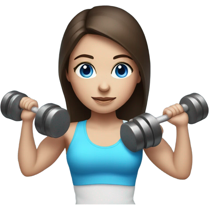 Realistic brunette girl with bright blue eyes lifting weights emoji