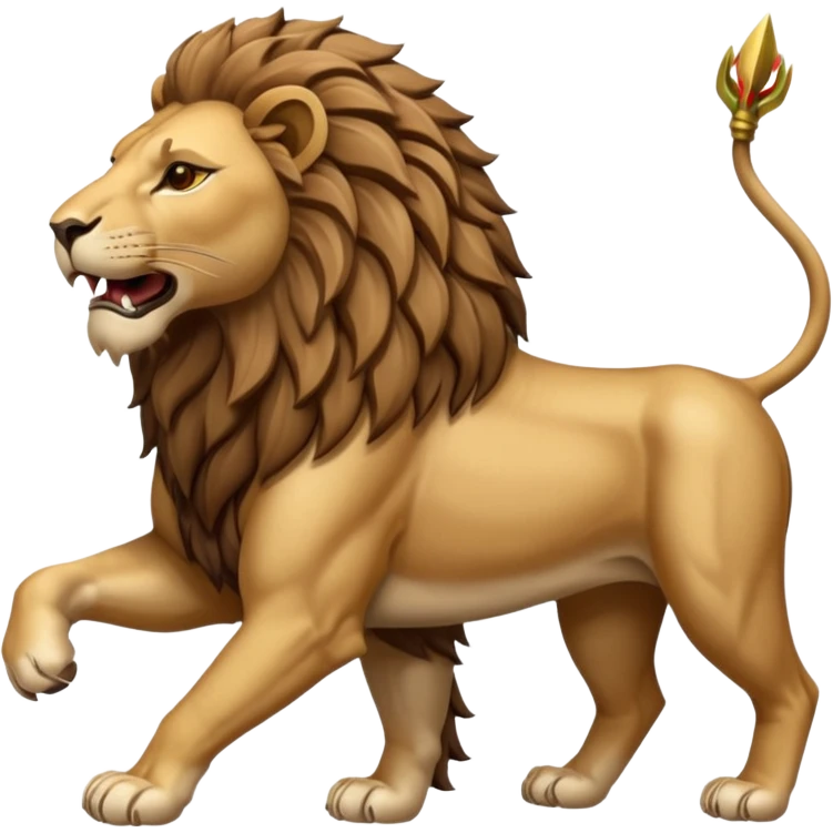 An emoji of a majestic lion from ancient Assyrian art, shown in a hunting scene. emoji