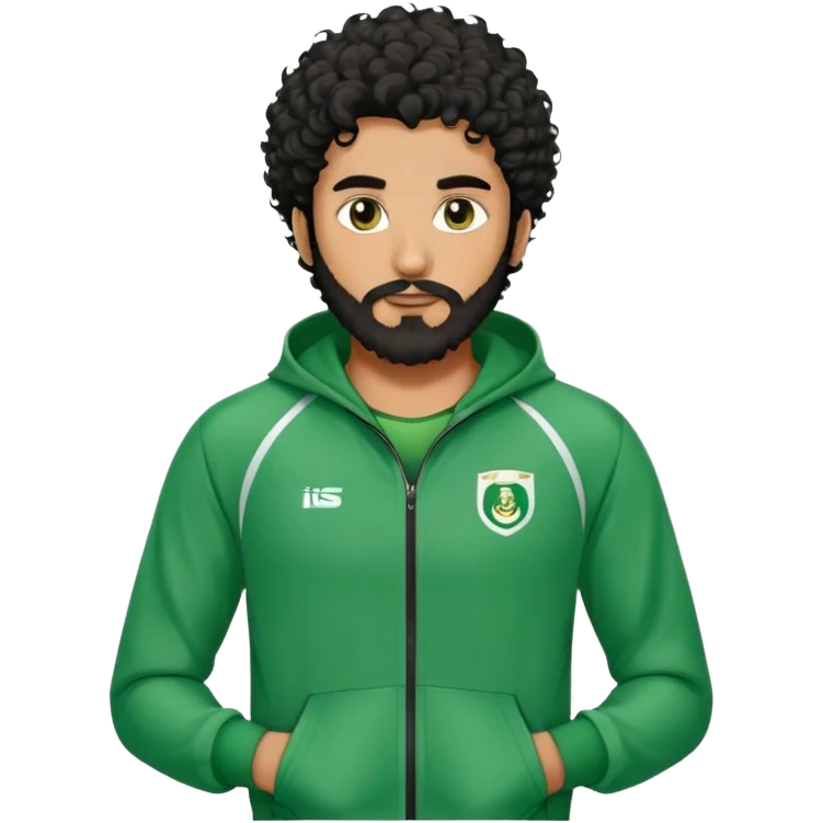 Abdul Ali : Age: Late 20s
Appearance: A strong-built South Asian man with curly black hair, a beard, and dark brown eyes.
Outfit: Green player tracksuit  emoji