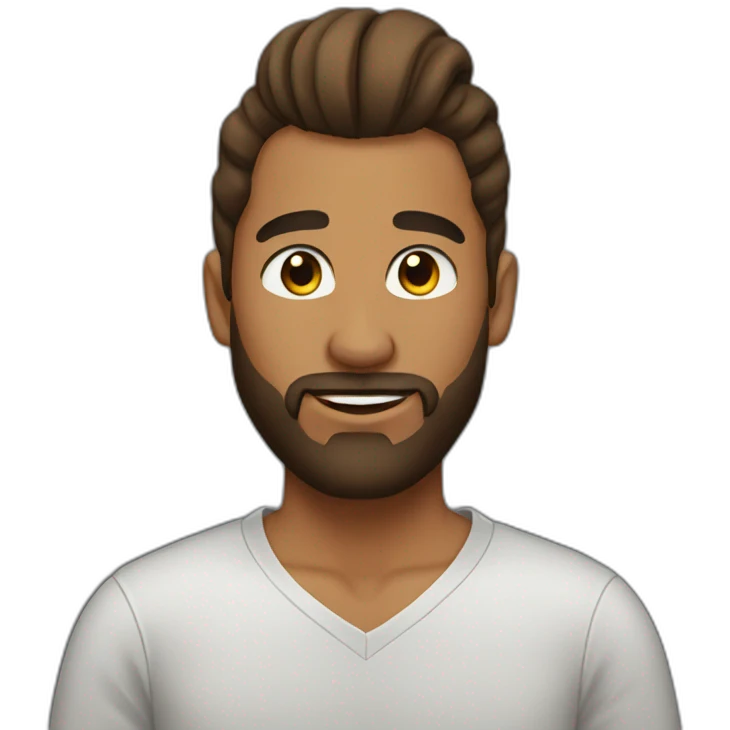Beard brown man bun emoji