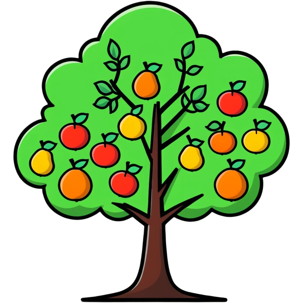 colorful tree with fruits emoji