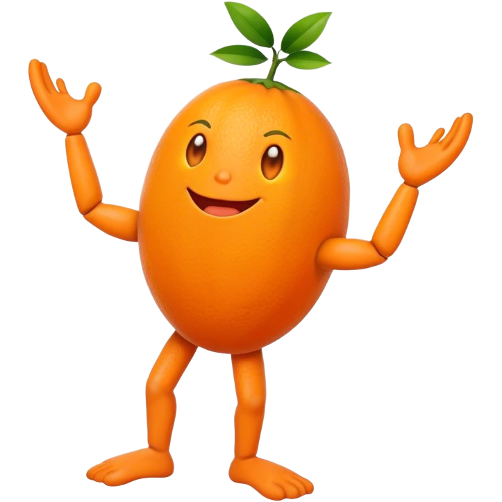 Orange with face and legs and arms emoji