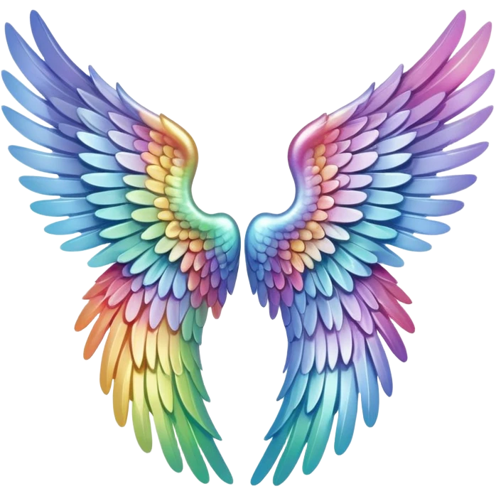 Rainbow iridescent angel wings emoji