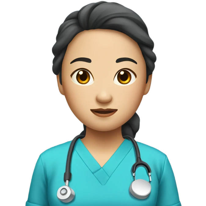 Small Asian woman in blue scrubs  emoji