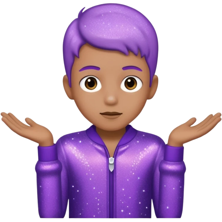 boy supervisor wearing glitter purple glittery clothes emoji