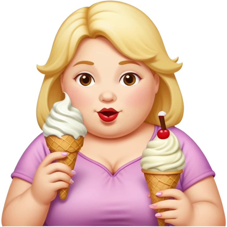 Fat lady eating ice cream emoji