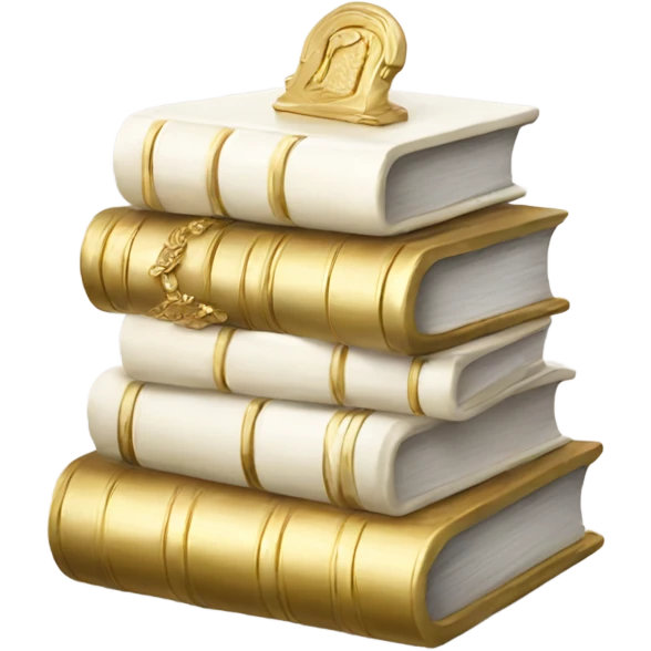 Ivory book stack tiny gold accents  emoji