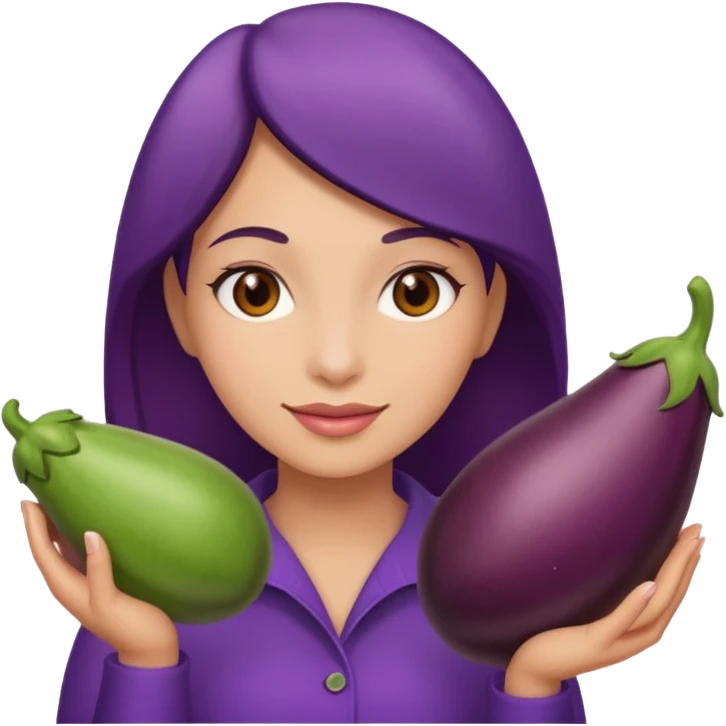 Mulher,com uma berinjela na mão,só uma b emoji