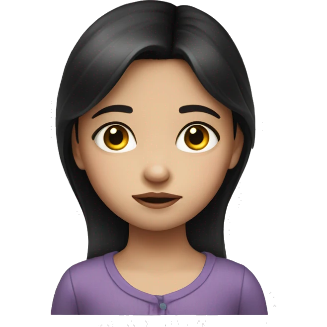 a little girl with dark hair and fair skin with a tear in her eye  emoji