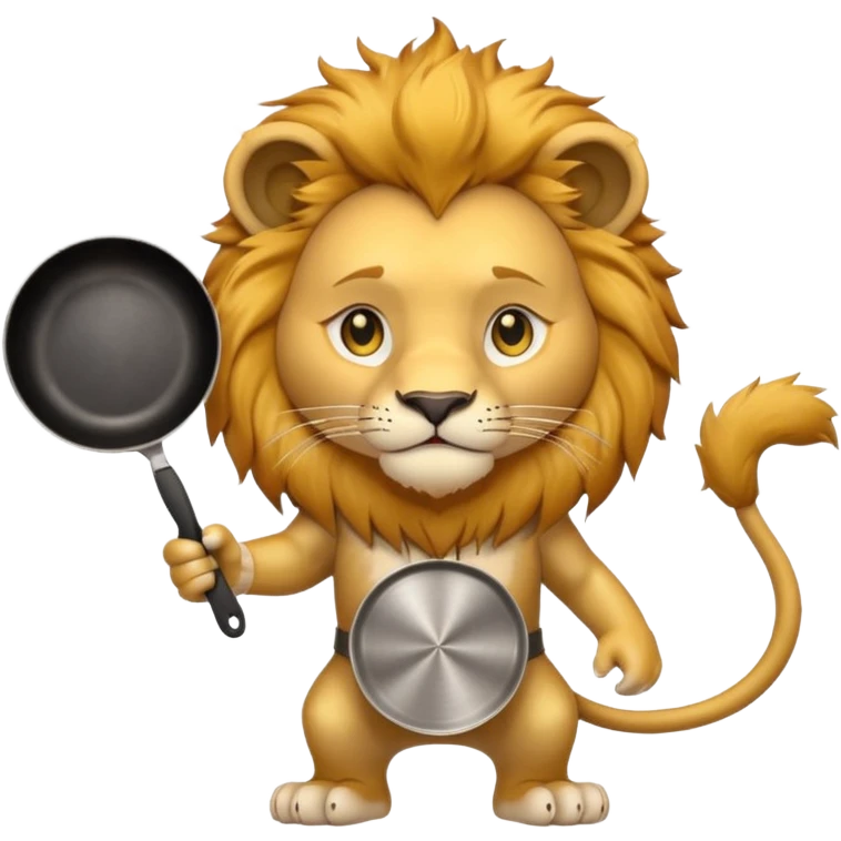 Lion holding frying pan emoji