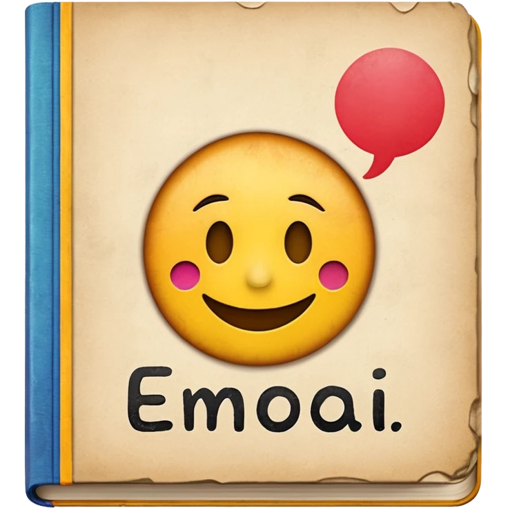 A textbook with the word 'emoji' written on the cover emoji