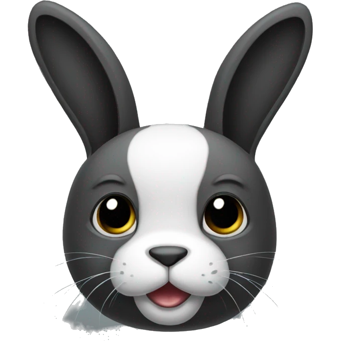 Black bunny white chest, snout and forehead emoji