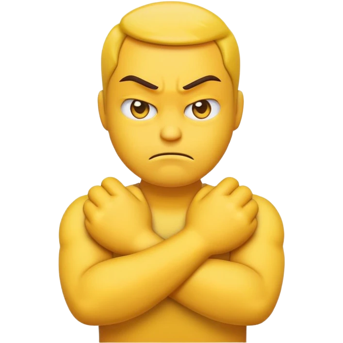 Emoji with arms crossed and hands on neck, angry emoji