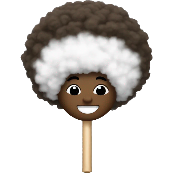 Cotton stick with an afro emoji