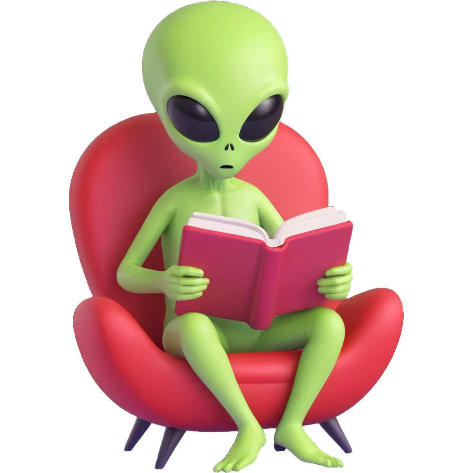 alien reading emoji