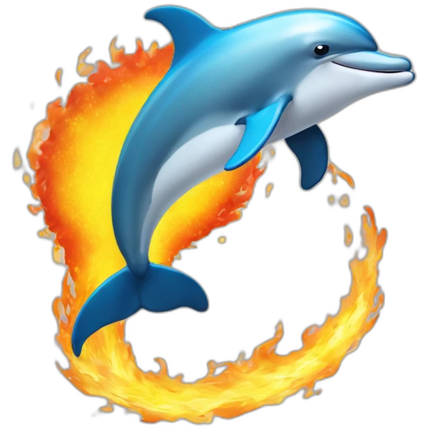 dolphin jumping through hoop of fire emoji