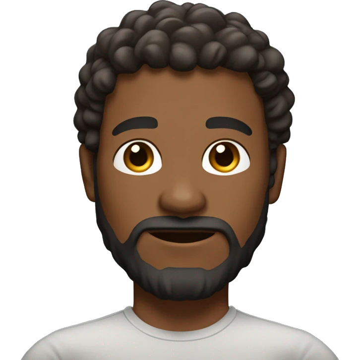 6’5” tall brown skin man with curly hair and black beard with fit strong body emoji