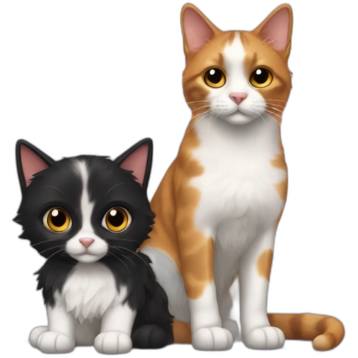 calico cat next to black dog emoji